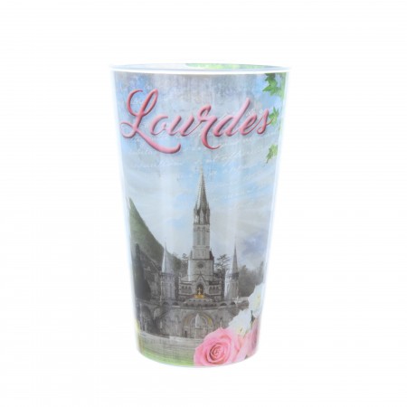 Plastic cup with Lourdes sights