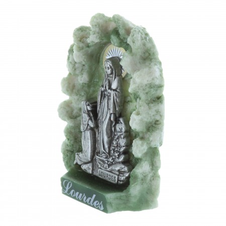Statua Apparizione di Lourdes e grotta in resina verde 8 cm