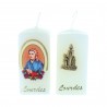 Partita di 2 candele religiose quadrate Apparizione di Lourdes 6 cm