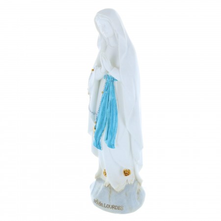 Our Lady of Lourdes colour resin statue on rock 20 cm