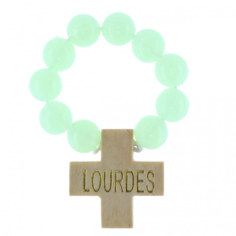 Chapelet dizainier de Lourdes, grains lumineux et Inscription Lourdes