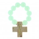 One-decade rosary glow-in-the-dark beads and Lourdes inscription