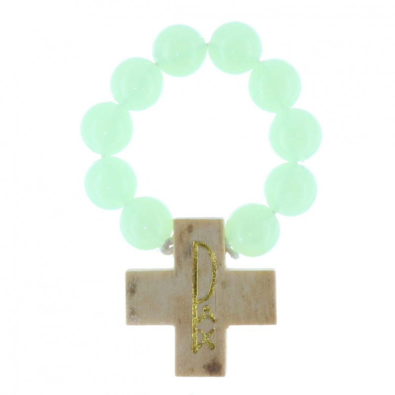 One-decade rosary glow-in-the-dark beads and Lourdes inscription