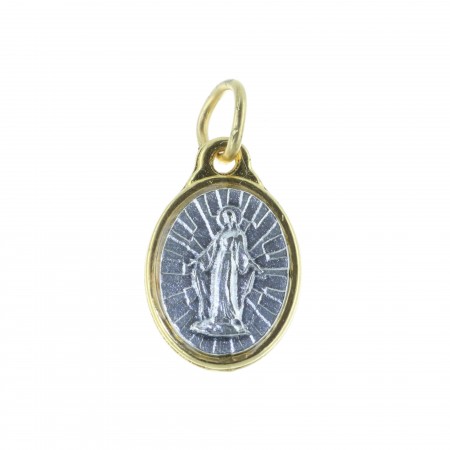 Medaglia metallo dorato e Madonna Miracolosa argentata