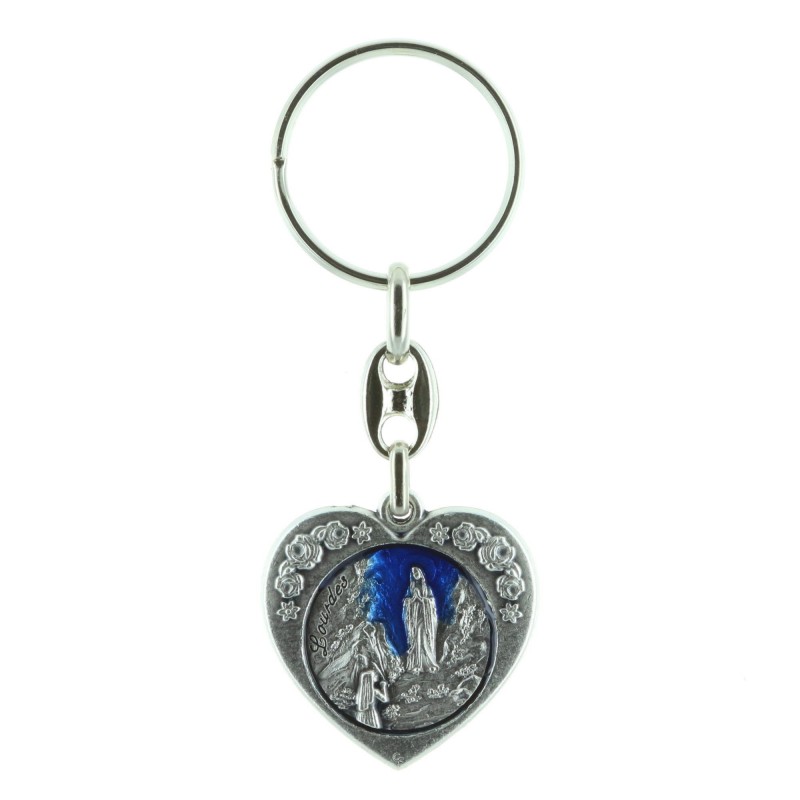 Porte-clés en forme de coeur et Apparition de Lourdes