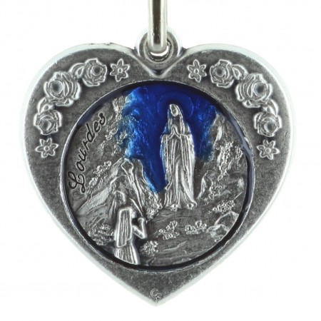 Porte-clés en forme de coeur et Apparition de Lourdes