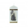 Bougie religieuse carrée Apparition de Lourdes argentée 6 cm