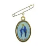 Broche Apparition de Lourdes et Vierge Miraculeuse en métal doré