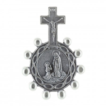 Lourdes Apparition and Saint Christopher rosary ring