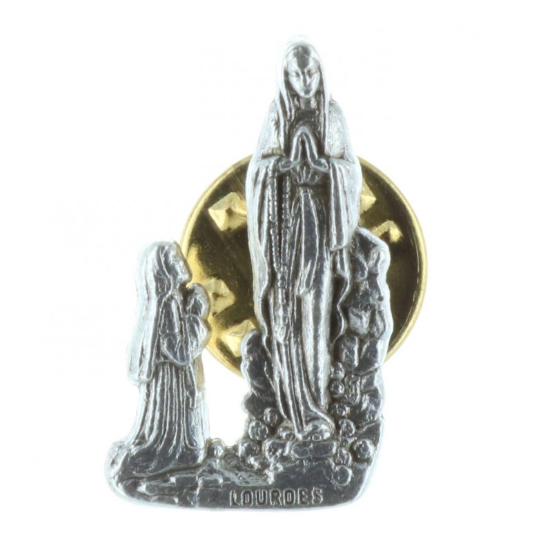 Lourdes Apparition silvery pin