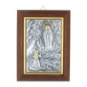 Cadre religieux en bois Apparition de Lourdes argentée 9 x 12 cm