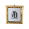 Lourdes Apparition silvery and golden effects religious wood frame 12.5 x 13 cm