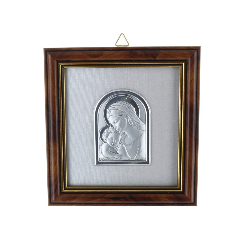 HolyMother and Jesus in a wooden frame with golden sides