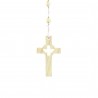 Chapelet corde, grains bois, coeur et croix ajourée