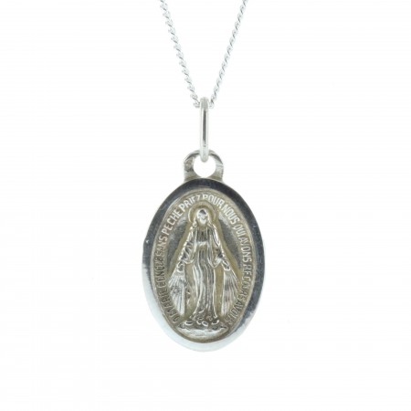 Gioielli Argento, catena e medaglia della Madonna Miracolosa