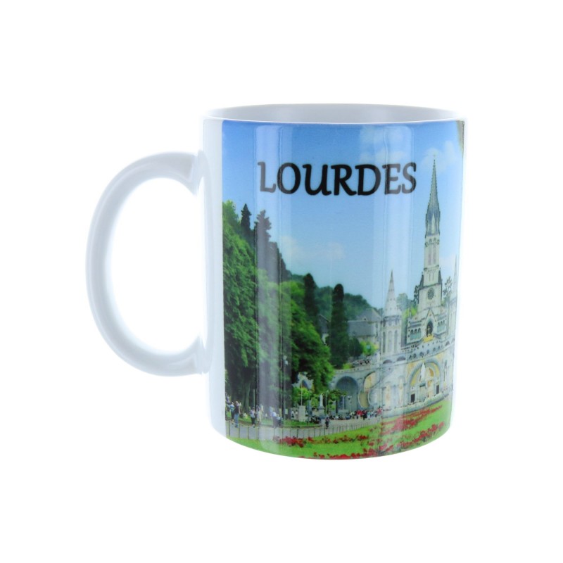 Tazzone bianco Apparizione e Basilica di Lourdes