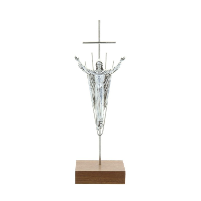 Silver metal crucifix and Christ the Redeemer 19.5 cm