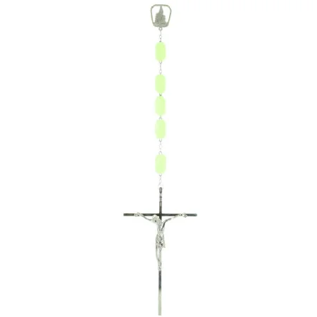 Glow-in-the-dark rosary cube-shaped beads and Lourdes Apparition centerpiece