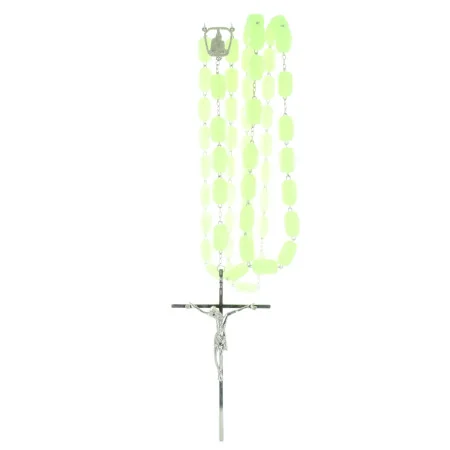 Glow-in-the-dark rosary cube-shaped beads and Lourdes Apparition centerpiece