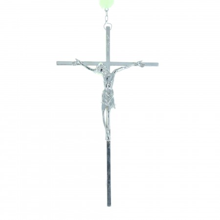 Glow-in-the-dark rosary cube-shaped beads and Lourdes Apparition centerpiece
