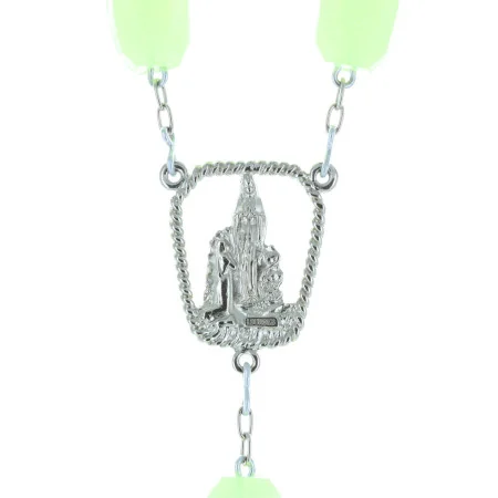 Glow-in-the-dark rosary cube-shaped beads and Lourdes Apparition centerpiece