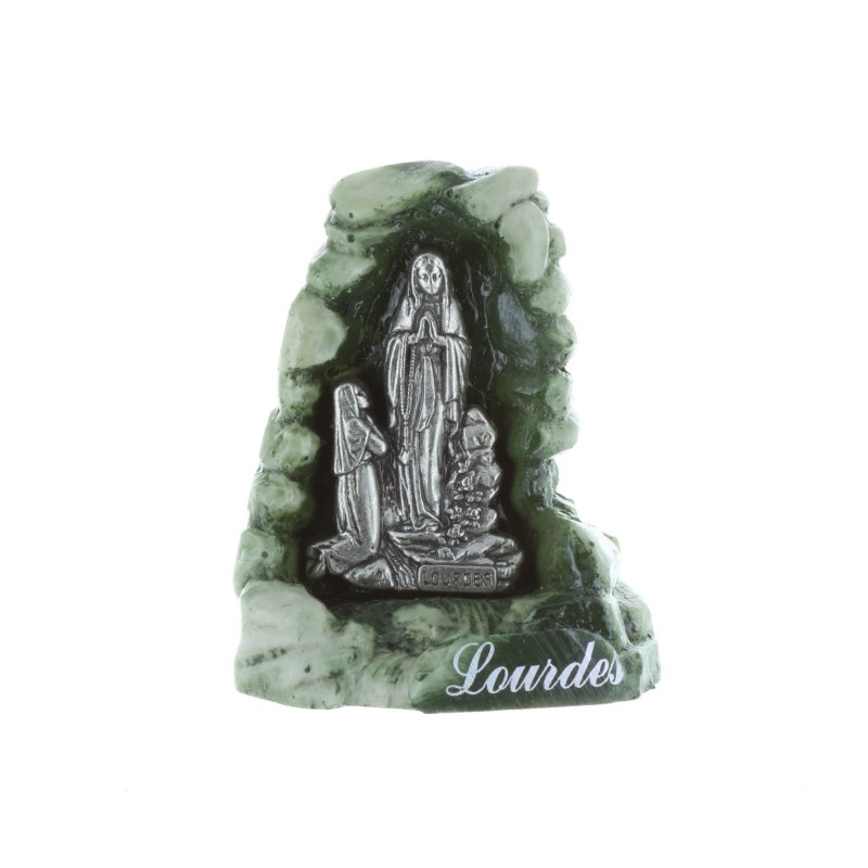 Lourdes Apparition statue and green resin Grotto 6 cm