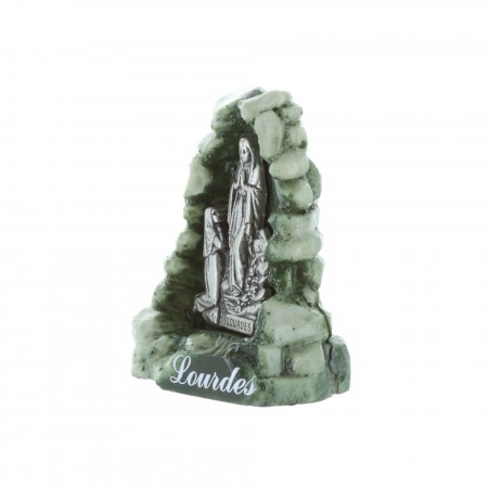Statua Apparizione di Lourdes e grotta di resina verde 6 cm