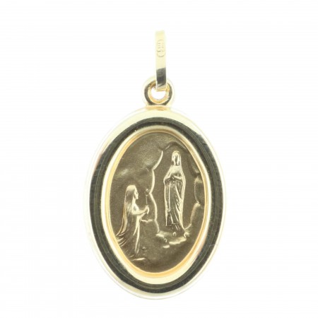 Medaglia Apparizione di Lourdes in Oro 9 carati, doppia faccia 0,85g