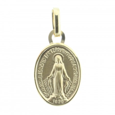 Medaglia de la Madonna Miracolosa in Oro 18 carati, bordi lucidati 0,60g