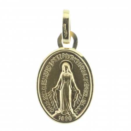 Medaglia de la Madonna Miracolosa in Oro 9 carati, bordi lucidati 0,30g