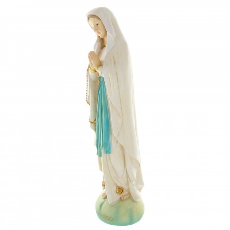 Statue Vierge Marie en résine colorée sur rocher 40 cm