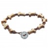 Cord and wood rosary bracelet and Tau cross