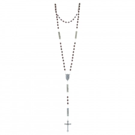 Chapelet eau de Lourdes,les 20 mystères du Rosaire, grains bois