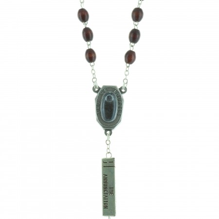 Chapelet eau de Lourdes,les 20 mystères du Rosaire, grains bois