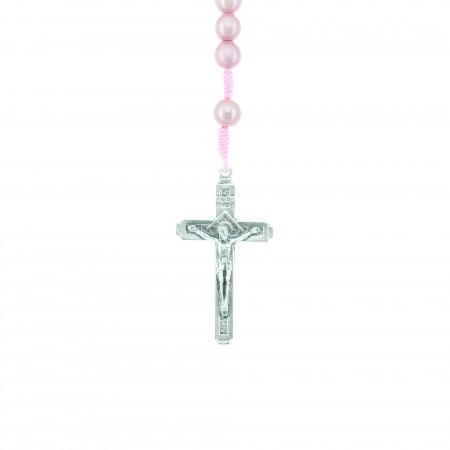 Cord rosary translucent beads and Lourdes Apparition centerpiece