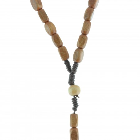 Cord rosary square wood beads