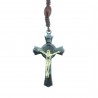 Saint Benedict Wood rosary with a centerpiece gold medallion Saint Benedict
