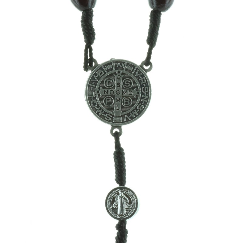 Saint Benedict Cord rosary wooden beads