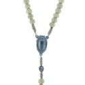 Cord rosary with Lourdes water,wood beads and Lourdes Apparition paters