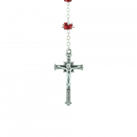 Rosary with coloured rose petal shape beads