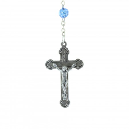 Resin rosary rose-shaped beads and Lourdes Apparition centerpiece