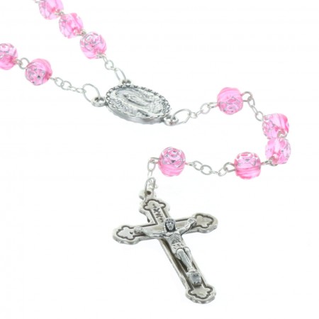 Rosario resina perline a forma di rosa e cuore Apparizione di Lourdes