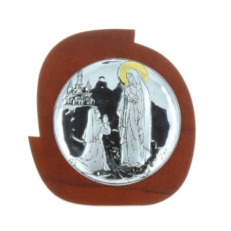 Lourdes Apparition silvery religious picture frame 5 x 5.5 cm