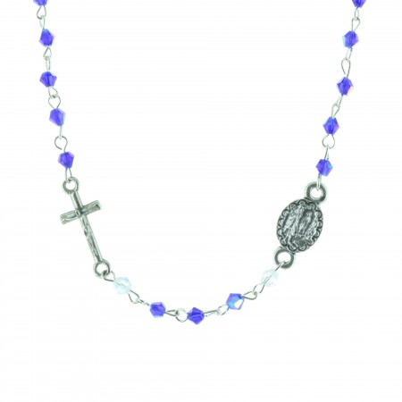 Collana rosario perline colorate e crociera Apparizione di Lourdes