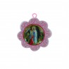 Cradle cross medallion and Lourdes Apparition flower 11 x 17 cm