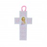 Médaille berceau croix et fleur Apparition Lourdes 11 x 17 cm