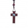 Rosario corda perline legno verniciato 8 mm e Apparizione di Lourdes
