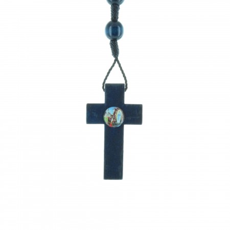 Cord rosary varnished wood 8 mm and Lourdes Apparition