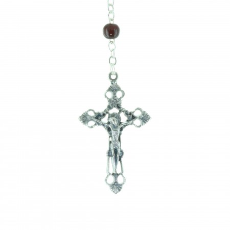 Wood rosary and colour Lourdes Apparition centerpiece