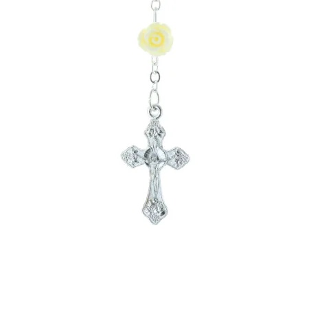 Chapelet de Lourdes en verre grains irisés et paters en forme de rose